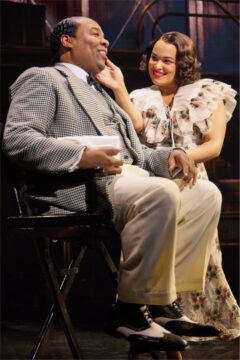 2 - James Monroe Iglehart as Louis Armstrong and Kim Exum as Alpha Smith in A Wonderful World The Louis Armstrong Musical. ©Jeremy Daniel