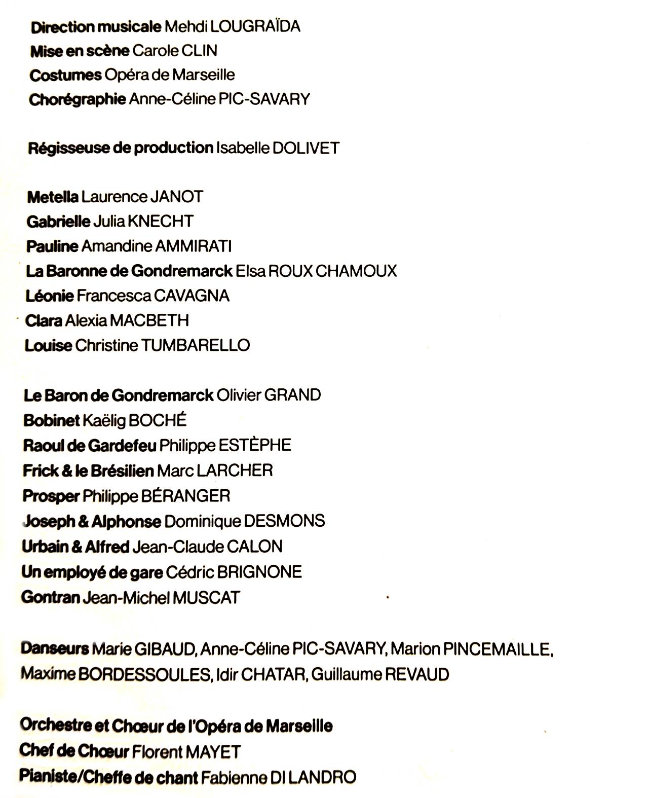 La Vie parisienne, à Marseille (Odéon) 5 distribution
